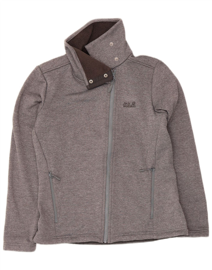 Jack Wolfskin Damen Trainingsanzug Top Jacke UK 14 Mittelgrau fleckig