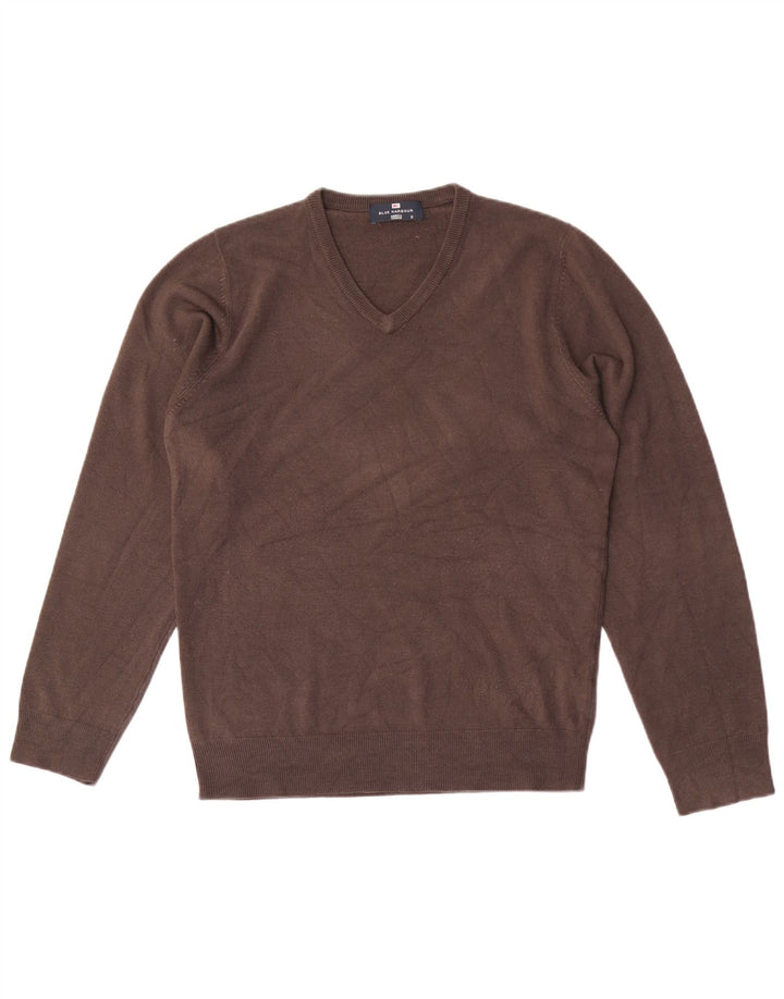 Marks & Spencer Herren Blue Harbor V-Ausschnitt Pullover Pullover Small Braun Acryl