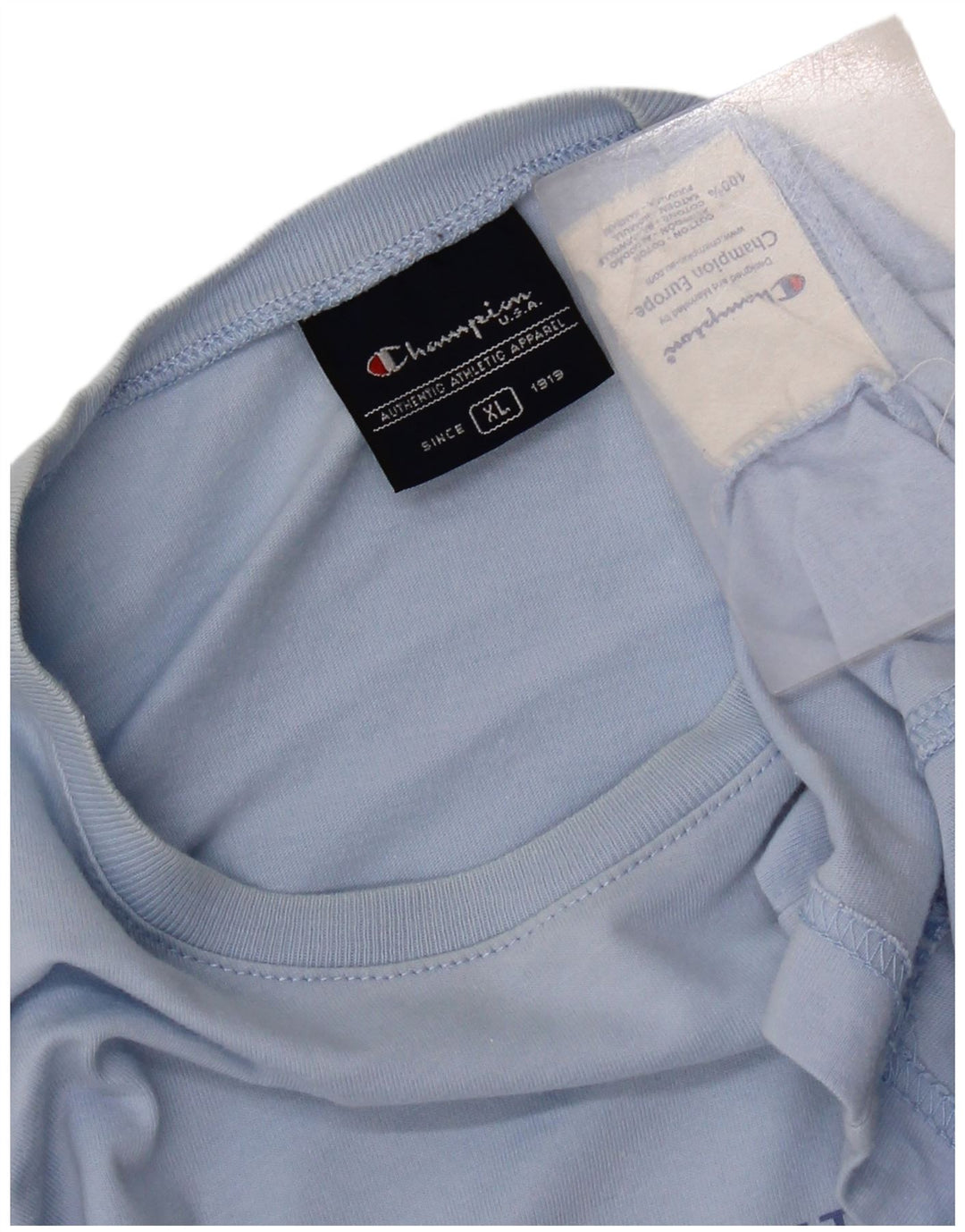 Champion Womens Graphic Top Langarm UK 18 XL Blaue Baumwolle