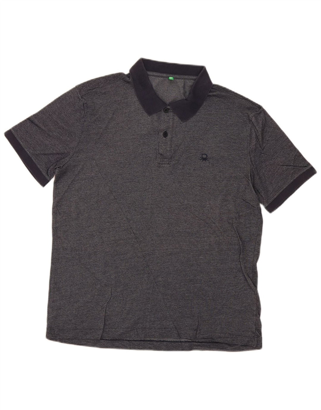 Benetton Herren-Poloshirt, groß, Marineblau meliert