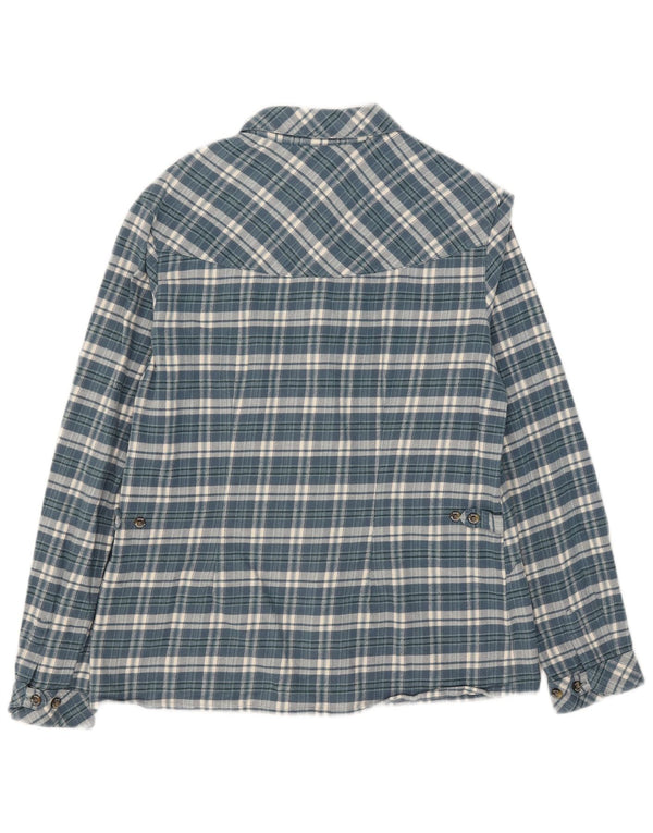 Jack Wolfskin Damen Flanellhemd UK 16 Große grün karierte Baumwolle