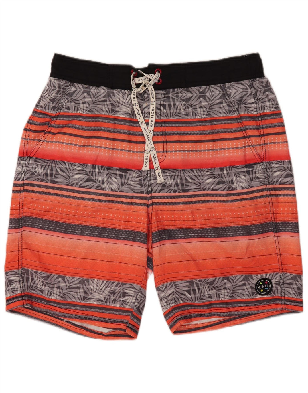 Maui and Sons Herren-Badeshorts, groß, orangefarbenes Blumenmuster, Polyester