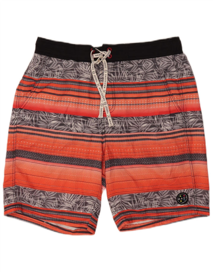 Maui and Sons Herren-Badeshorts, groß, orangefarbenes Blumenmuster, Polyester