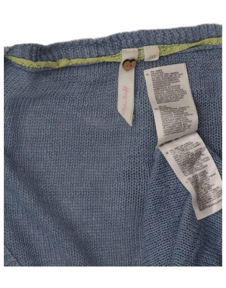 WHITE STUFF Damen-Cardigan-Pullover UK 10 Small Blaues Leinen