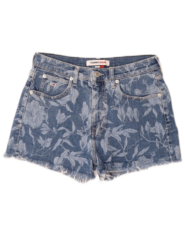 Tommy Hilfiger Damen Denim-Shorts W27 Small Blue Floral Cotton
