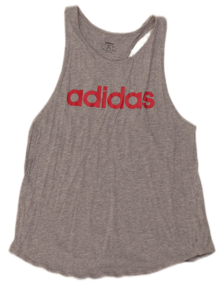 Adidas Damen Graphic Vest Top UK 12/14 Mittelgraue Baumwolle