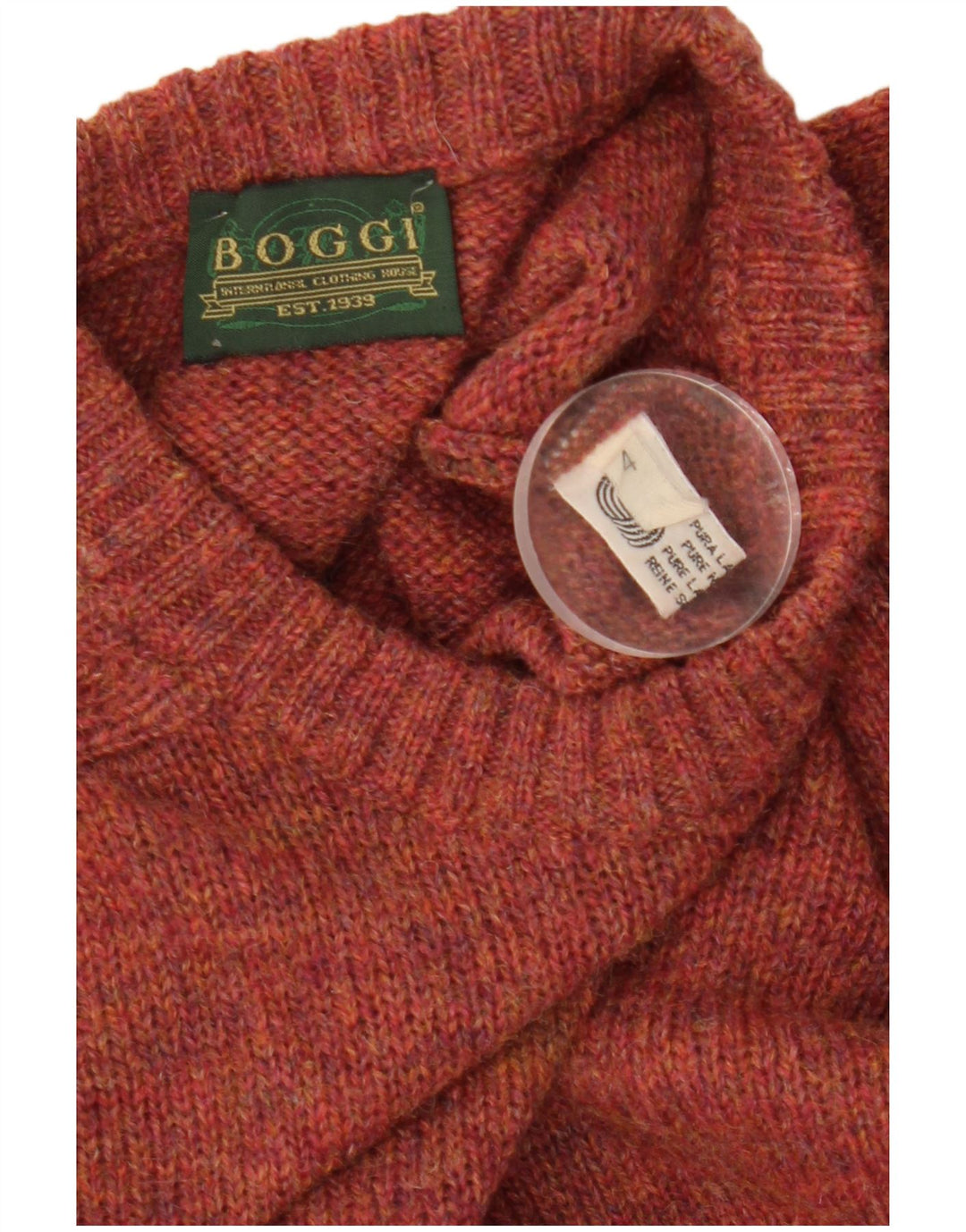 Boggi Herren-Pullover mit Rundhalsausschnitt, mittlere kastanienbraune Wolle