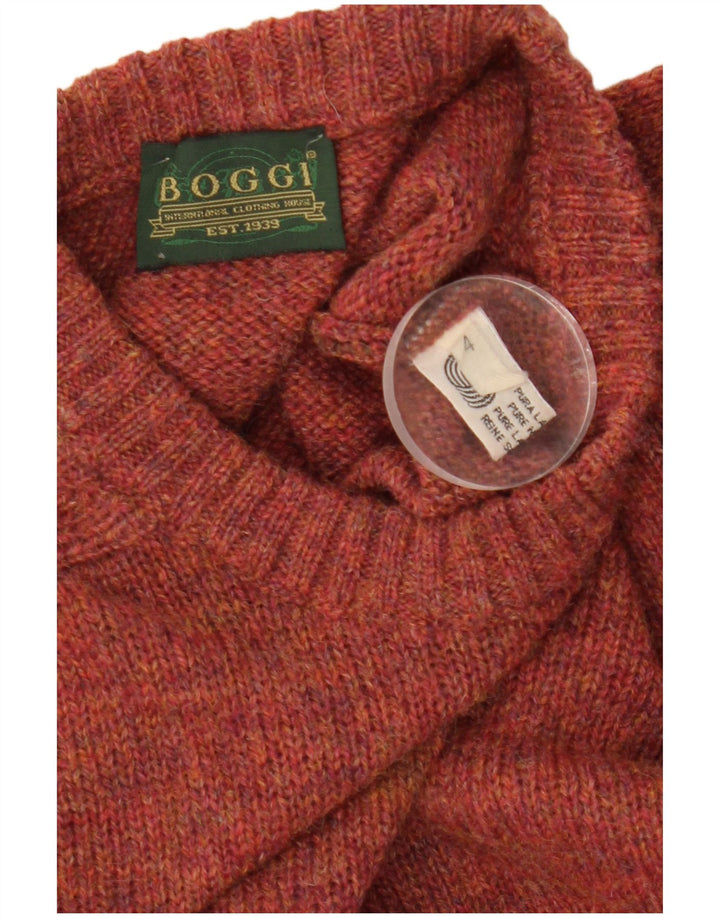 Boggi Herren-Pullover mit Rundhalsausschnitt, mittlere kastanienbraune Wolle