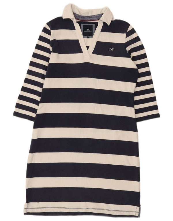 Crew Clothing Damen-Polokleid mit 3/4-Ärmeln, Größe M, Marineblau, gestreift