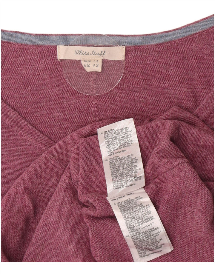 White Stuff Damen-Pullover mit V-Ausschnitt, Gr. 14, Größe L, Rosa, Baumwolle