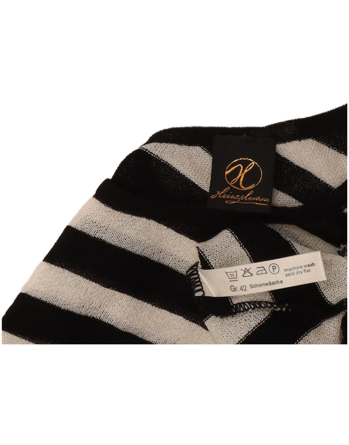 Vintage Damen Ärmelloses Durchsichtiges Top EU 42 Großes schwarz gestreiftes Acetat
