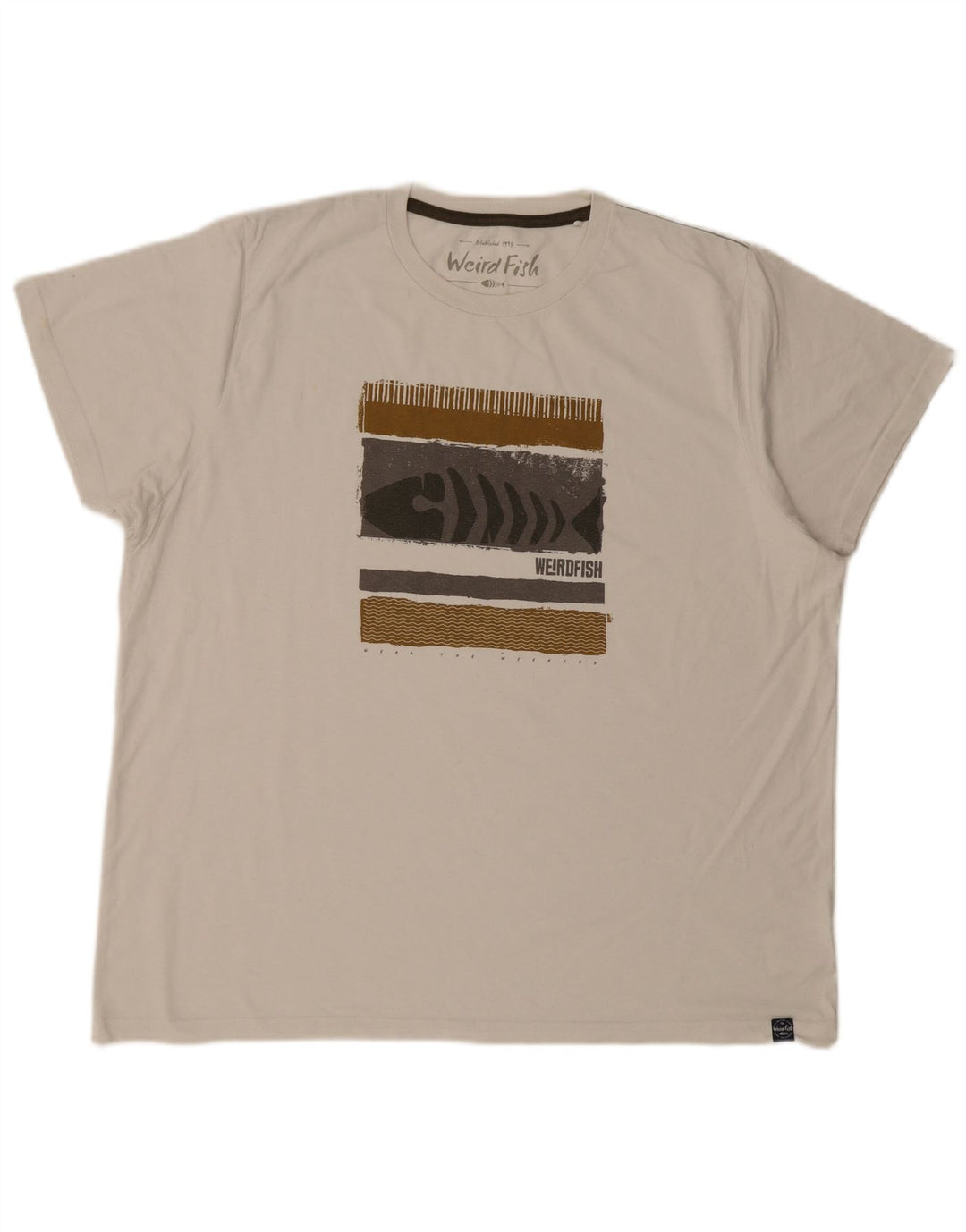WEIRD FISH Herren-T-Shirt mit Grafik, 3XL, weiße Baumwolle