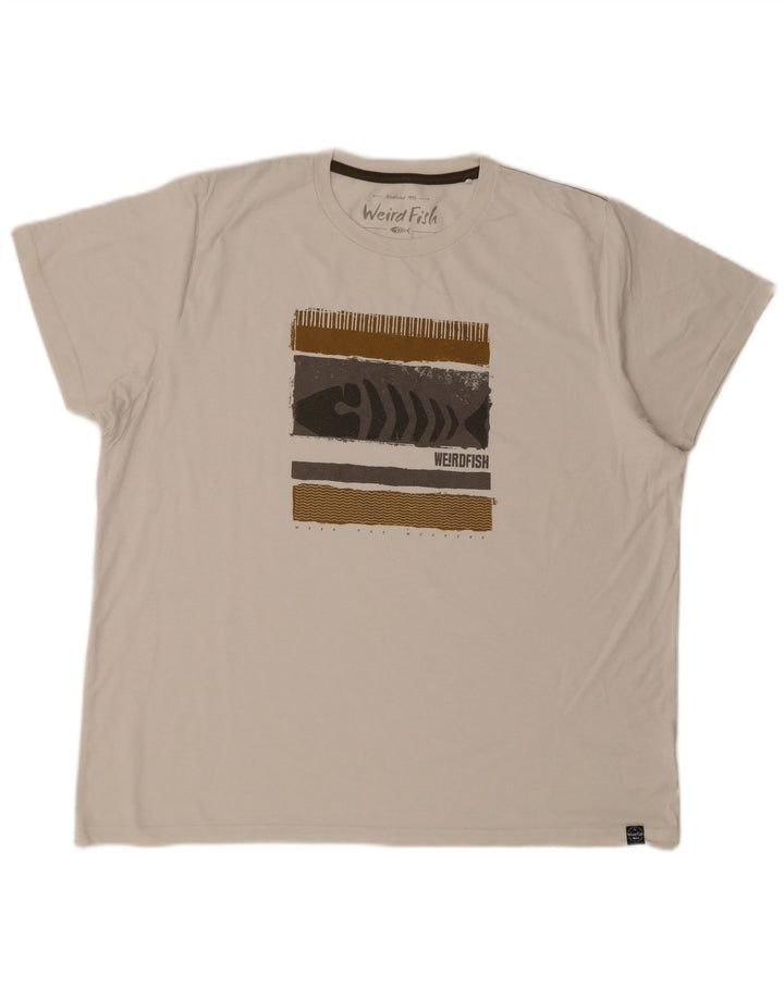 WEIRD FISH Herren-T-Shirt mit Grafik, 3XL, weiße Baumwolle