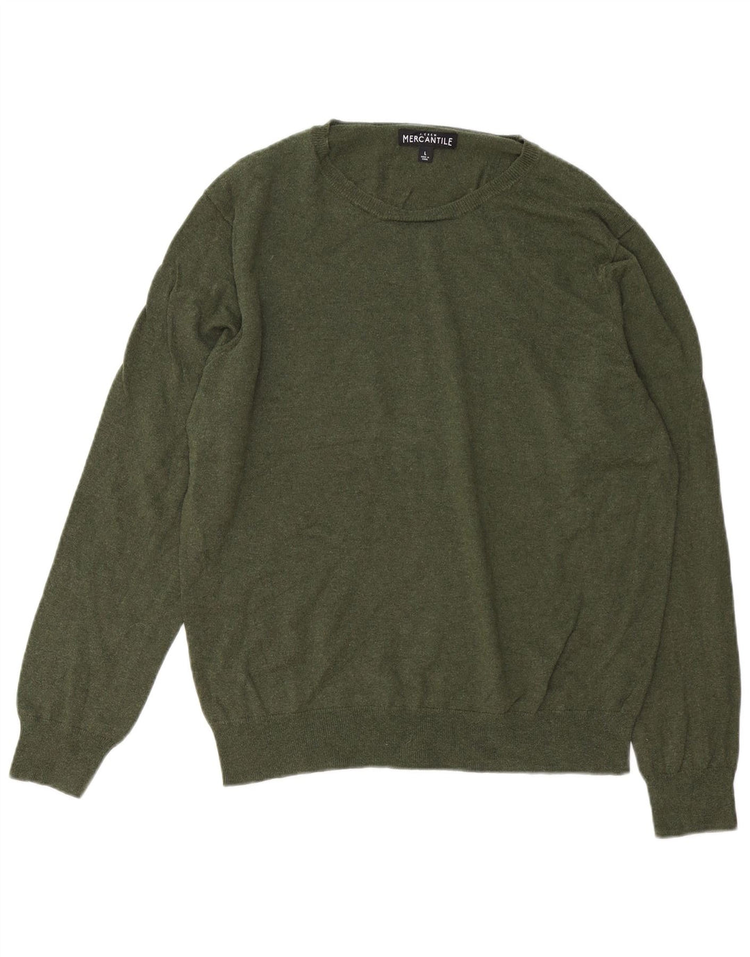 J. CREW Herren Mercantile Pullover mit Rundhalsausschnitt, groß, Khaki, Baumwolle