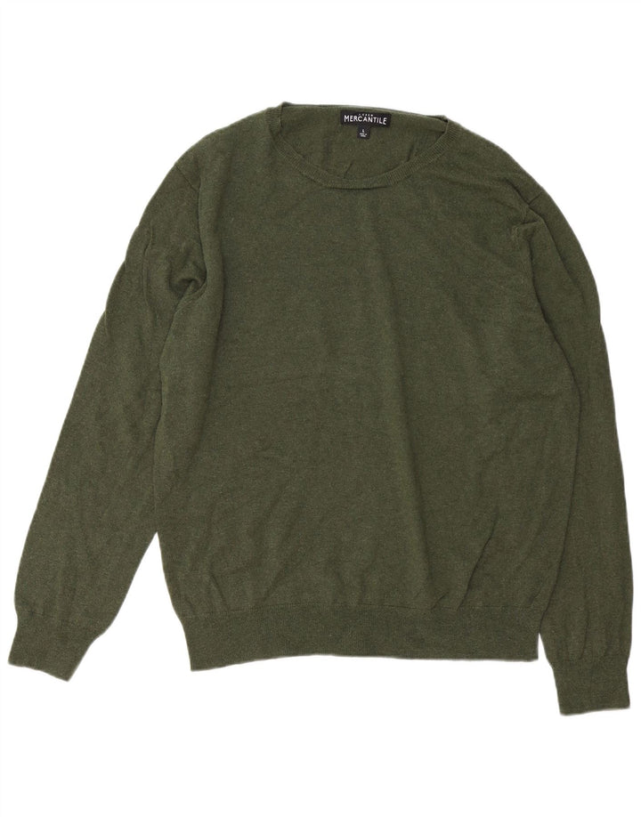 J. CREW Herren Mercantile Pullover mit Rundhalsausschnitt, groß, Khaki, Baumwolle