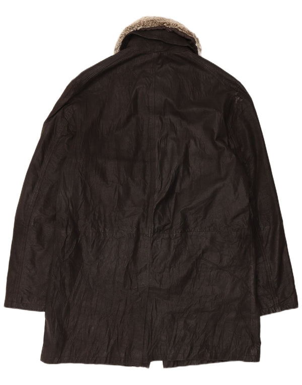 Vintage Herren Ledermantel IT 54 2XL Schwarzes Leder