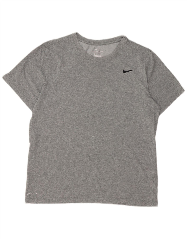 Nike Herren Dri Fit T-Shirt-Oberteil, groß, grau gefleckte Baumwolle