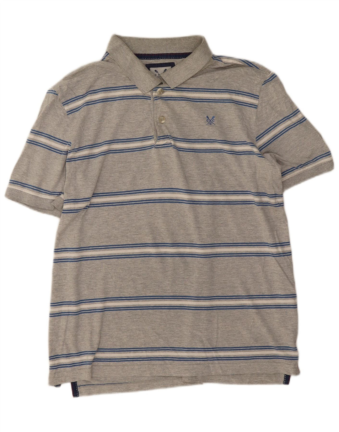 Crew Clothing Herren-Poloshirt aus mittelgrauer, gestreifter Baumwolle