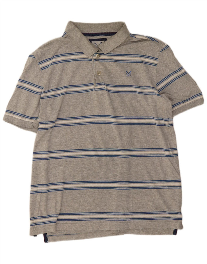 Crew Clothing Herren-Poloshirt aus mittelgrauer, gestreifter Baumwolle