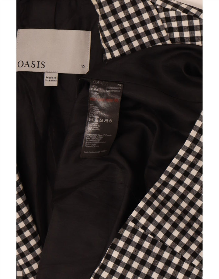 Oasis Damen-Blazer mit 1 Knopf, Gr. 10, Größe S, Schwarz, Gingham-Viskose