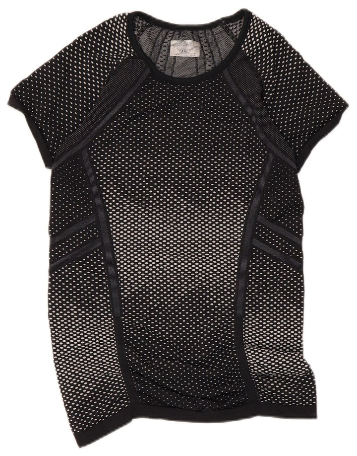 ATHLETA Damen T-Shirt Top UK 8 Small Schwarz gepunktetes Polyester
