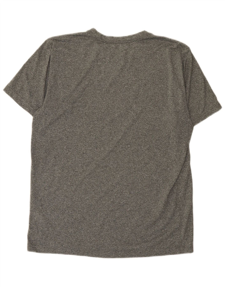Nike Herren Dri Fit Grafik-T-Shirt-Oberteil aus mittelgrau meliertem Polyester