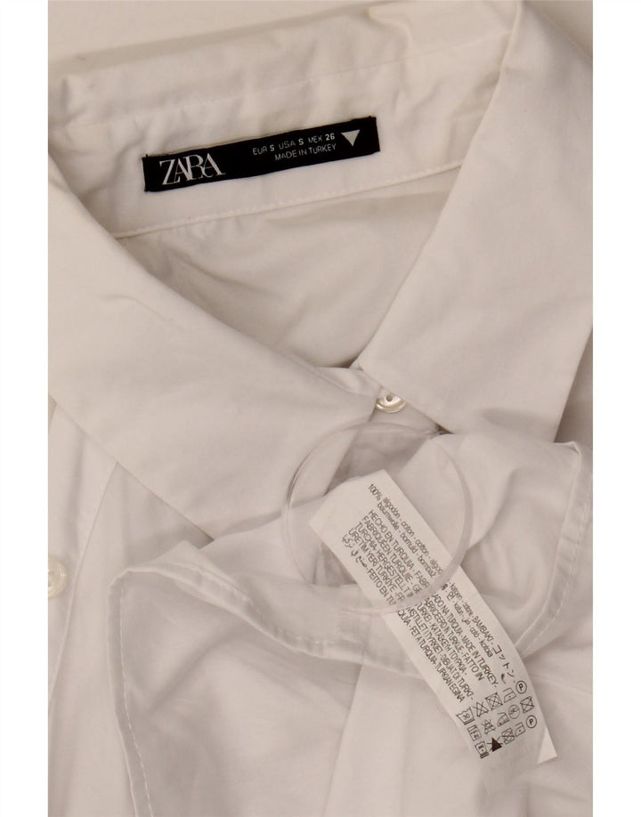 Übergroße Crop-Shirt-Bluse von Zara für Damen, UK 10, Größe S, weiße Baumwolle