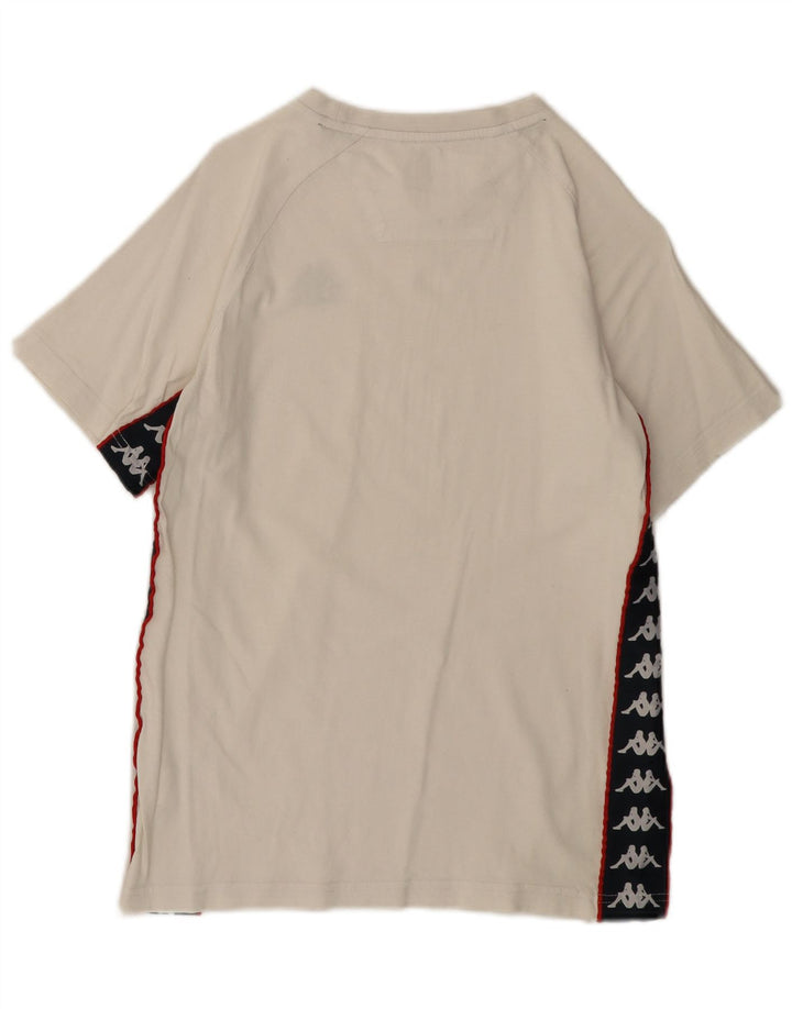 Kappa Herren-T-Shirt mit Grafik, Größe S, cremefarbene Baumwolle