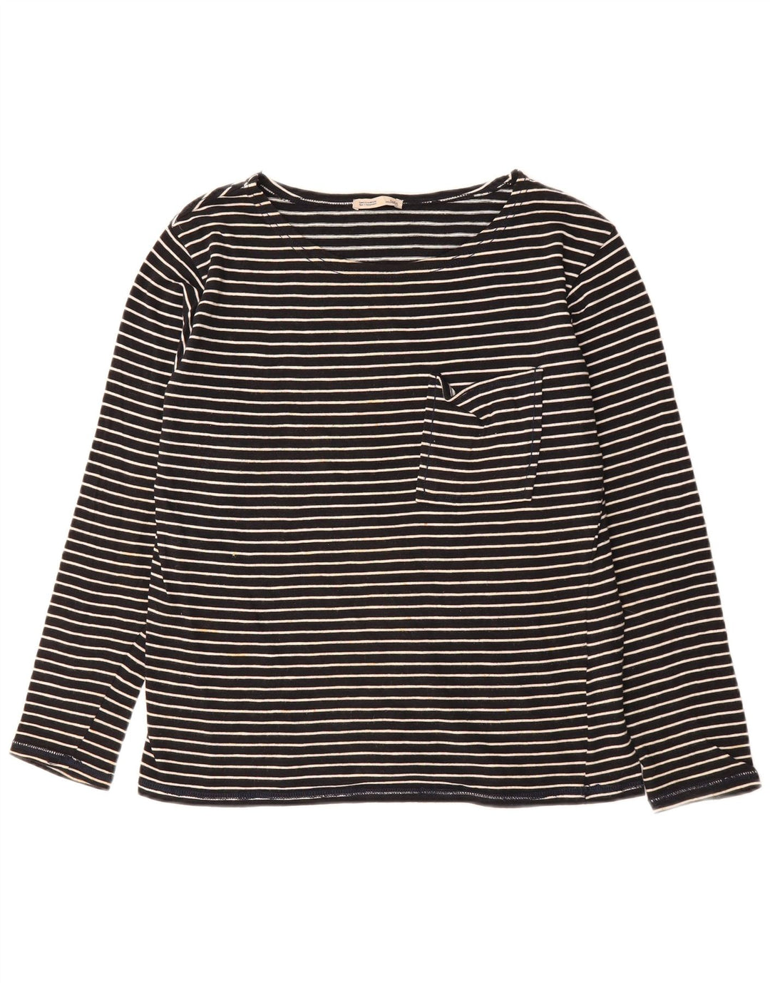 ZARA Womens Top Long Sleeve UK 14 Medium Black Pinstripe