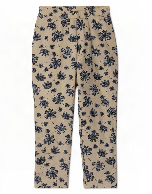 Laura Biagiotti Damen Kurz geschnittene Hose IT 44 Medium W26 L26 Beige Floral