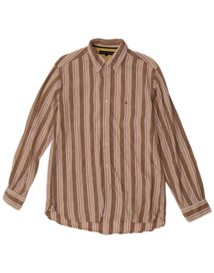 Tommy Hilfiger Herrenhemd Mittelbeige gestreiftes Leinen