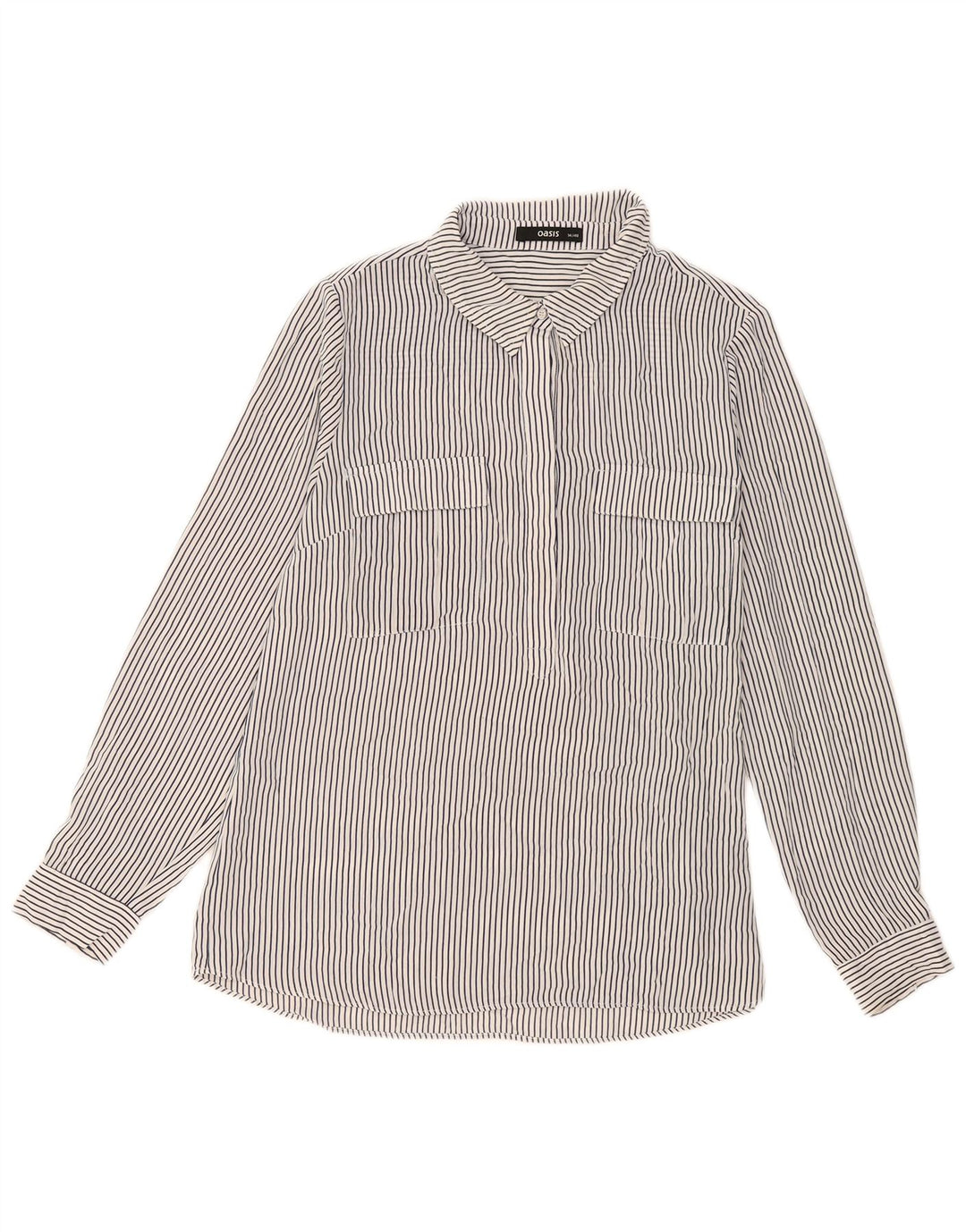 Oasis Damen-Pullover-Hemdbluse, Gr. 44, Größe L, Weiß, Nadelstreifen-Polyester