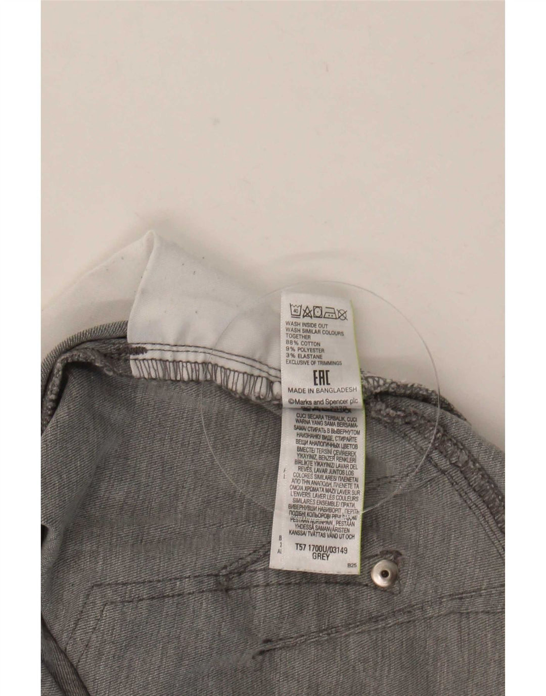Marks & Spencer Damen Crop Slim Jeans UK 12 Medium W30 L26 Grau Baumwolle