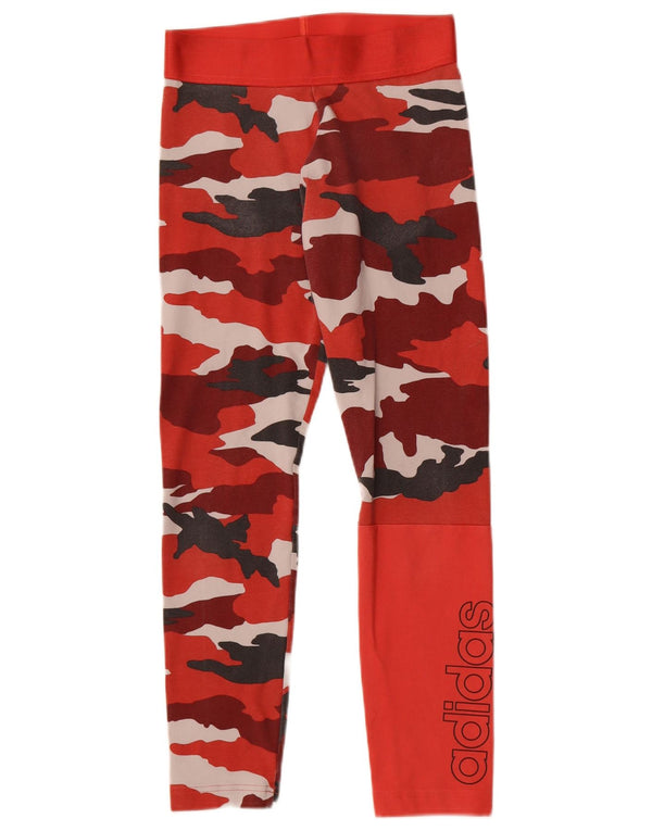 Adidas Damen Climalite Graphic Leggings UK 8/10 Small Red Camouflage