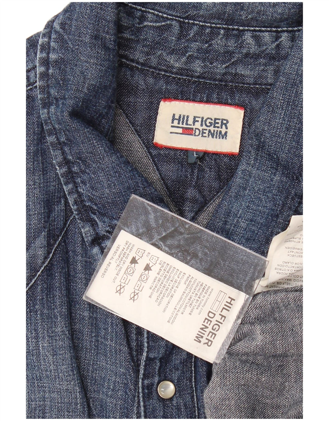 TOMMY HILFIGER Herren Jeanshemd Große marineblaue Baumwolle