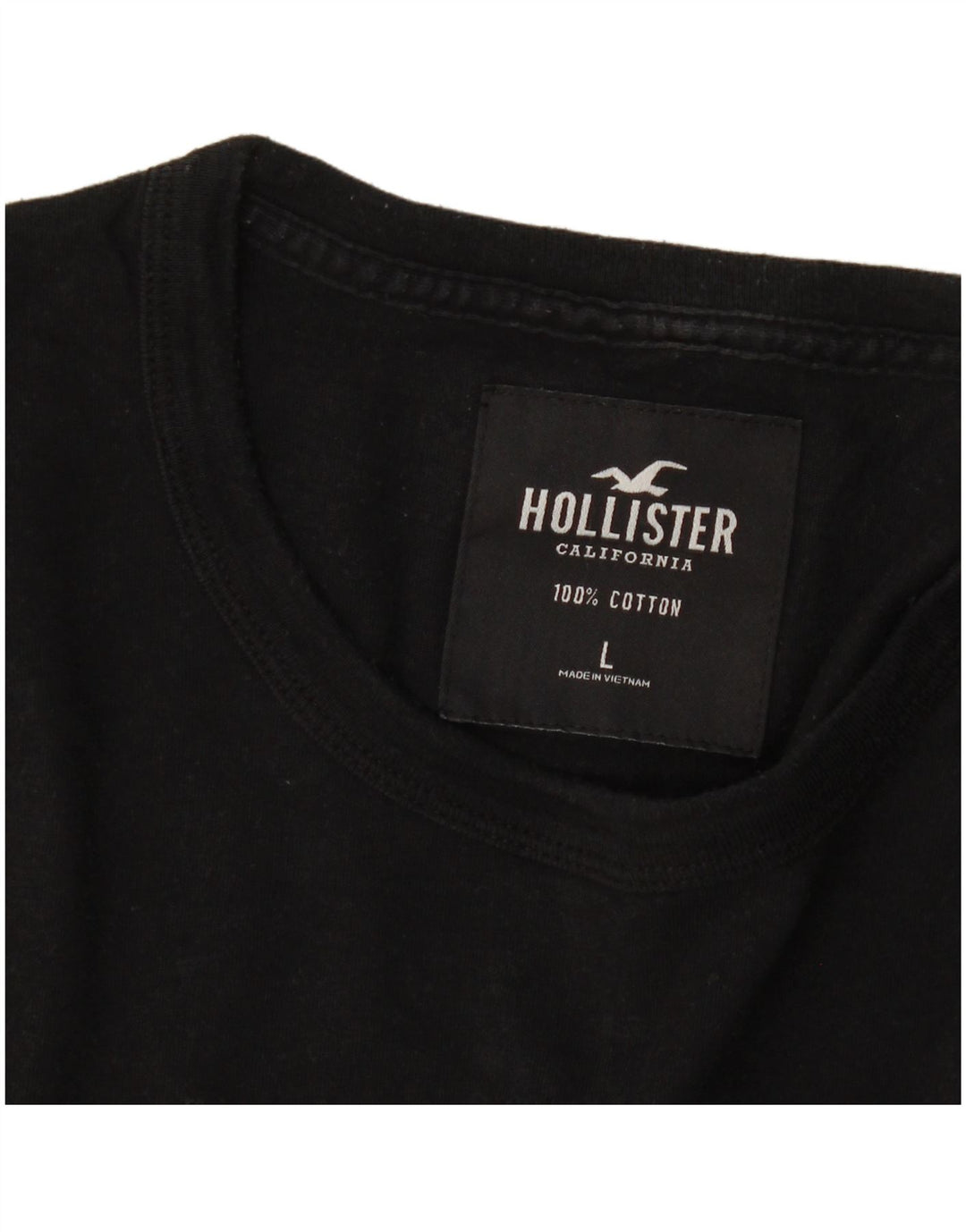 Hollister Herren-Grafik-Oberteil, langärmelig, groß, schwarze Baumwolle