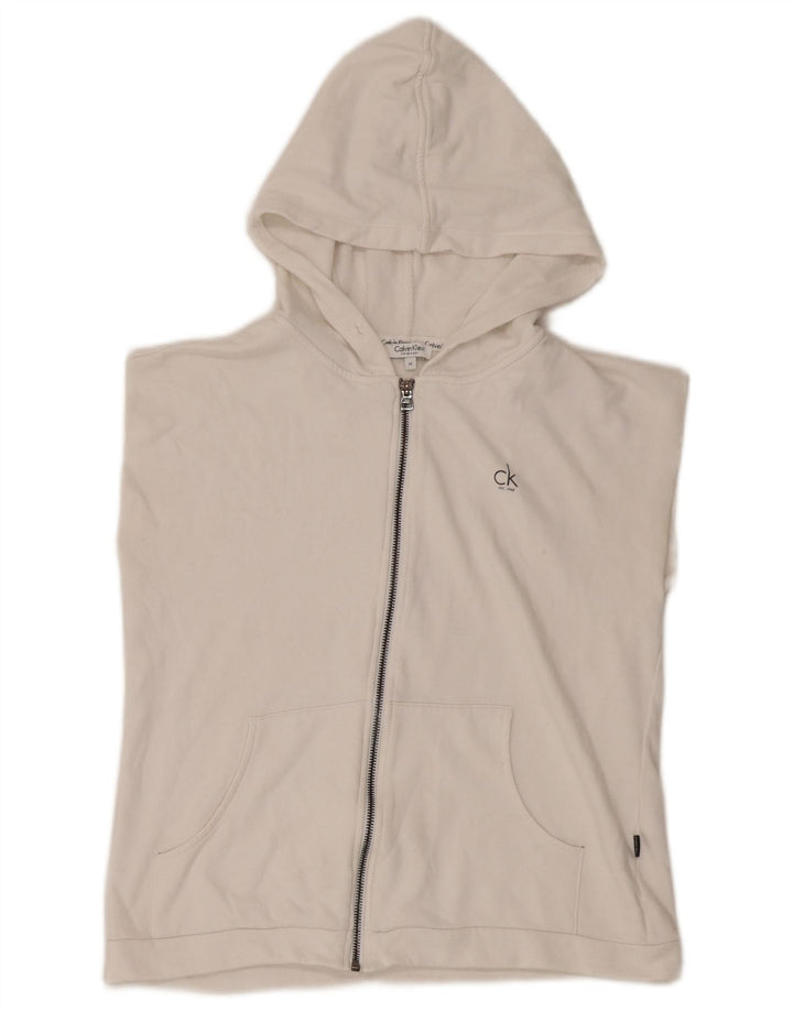 Calvin Klein Damen Graphic Zip Hoodie Pullover UK 12 Mittelweiß