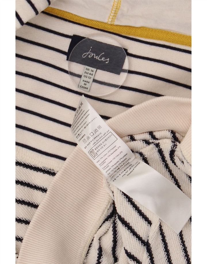 Joules Damen-Pullover mit übergroßem Reißverschluss und Kapuze, Gr. 40, Größe L, weiß gestreift