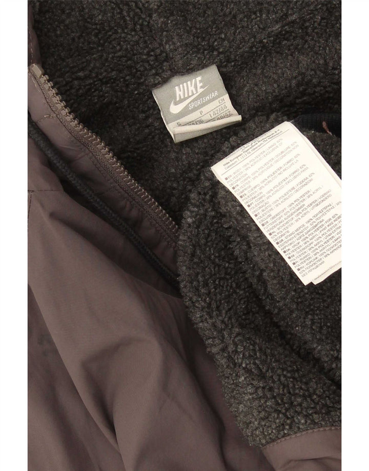 Nike Herren-Bomberjacke mit Kapuze, UK 34/36, kleines graues Hahnentritt-Polyester