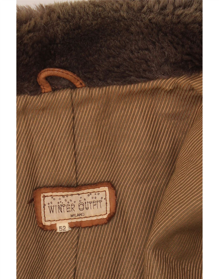 VINTAGE Herren Lederjacke IT 52 XL Braun Colourblock