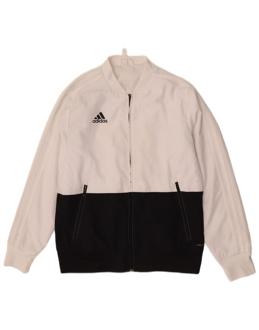 Adidas Herren-Trainingsanzug-Top-Jacke, mittelweißes Farbblock-Polyester