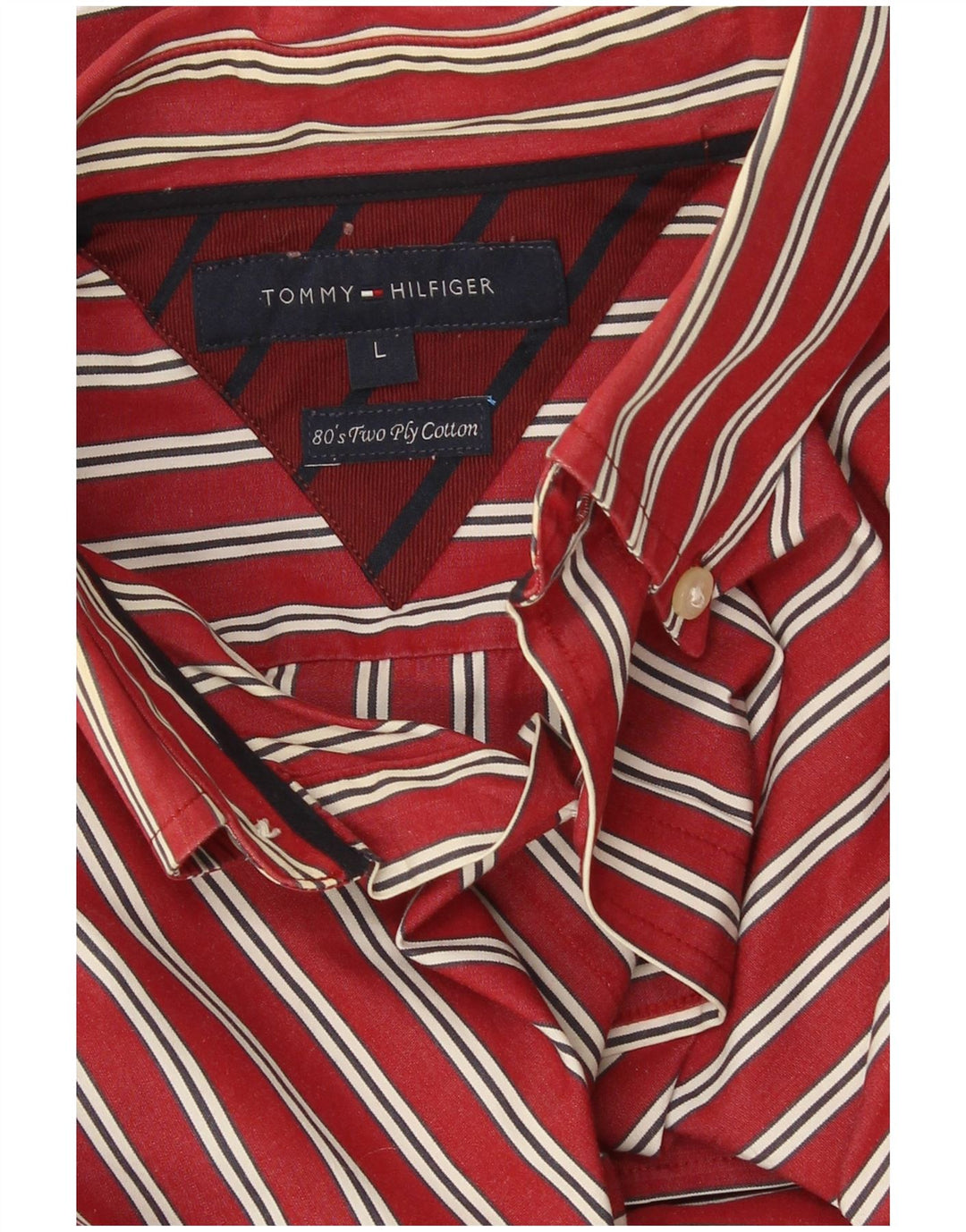 Tommy Hilfiger Herrenhemd, groß, rot gestreift, Baumwolle