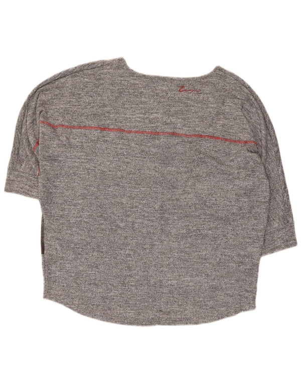 Desigual Damen-Grafikoberteil mit 3/4-Ärmeln, UK-Größe 14, mittelgrau, geometrisch