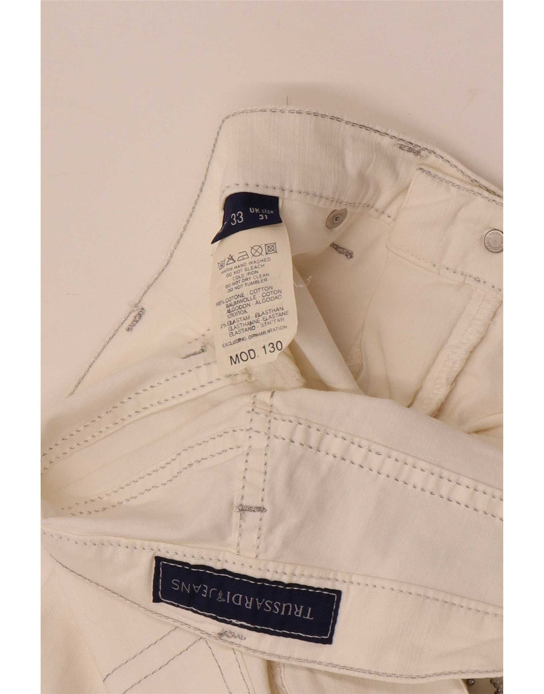Trussardi Damen Bootcut-Jeans W31 L30 Weiße Baumwolle