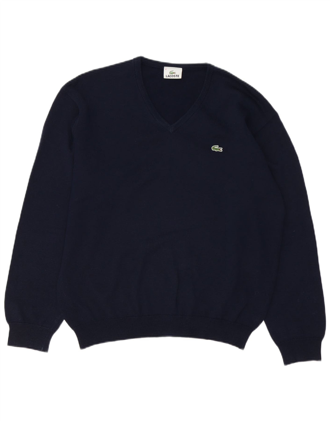 Lacoste Herren-Pullover mit V-Ausschnitt, Größe 4, mittlere marineblaue Schurwolle