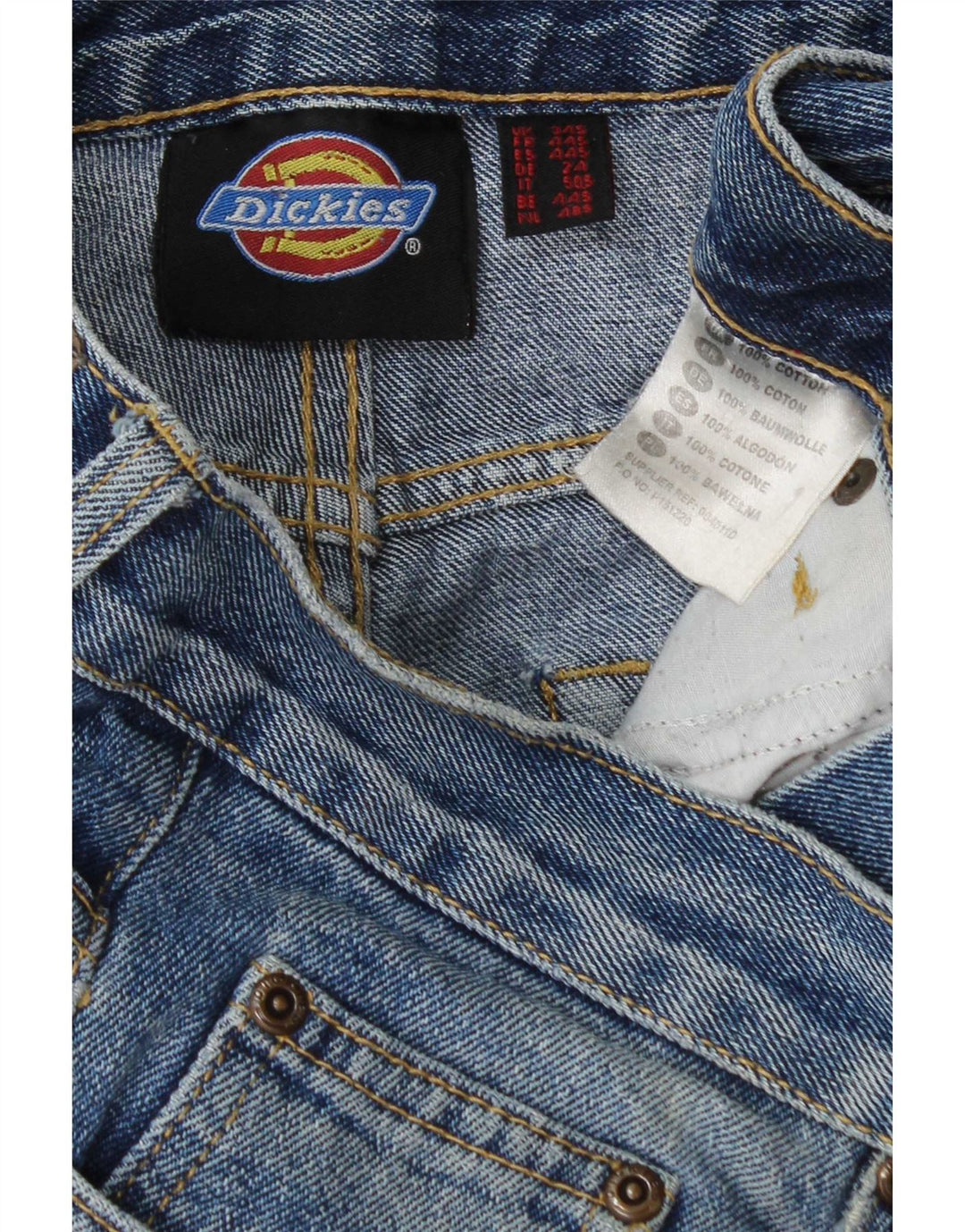 Dickies Herren Straight Jeans W34 L27 Blaue Baumwolle