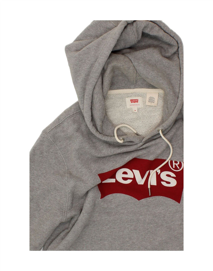 LEVI'S Mens Graphic Hoodie Jumper Medium Grey Cotton Vintage Levi's and Second-Hand Levi's from Messina Hembry 