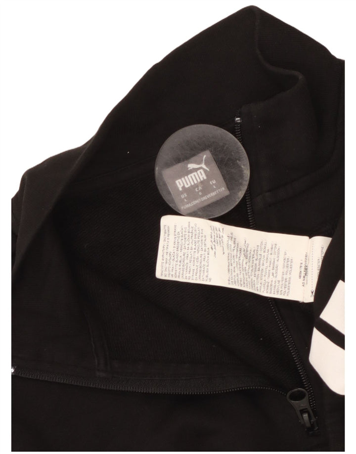 Puma Womens Graphic Zip Neck Sweatshirt Pullover UK 16 Large Schwarze Baumwolle