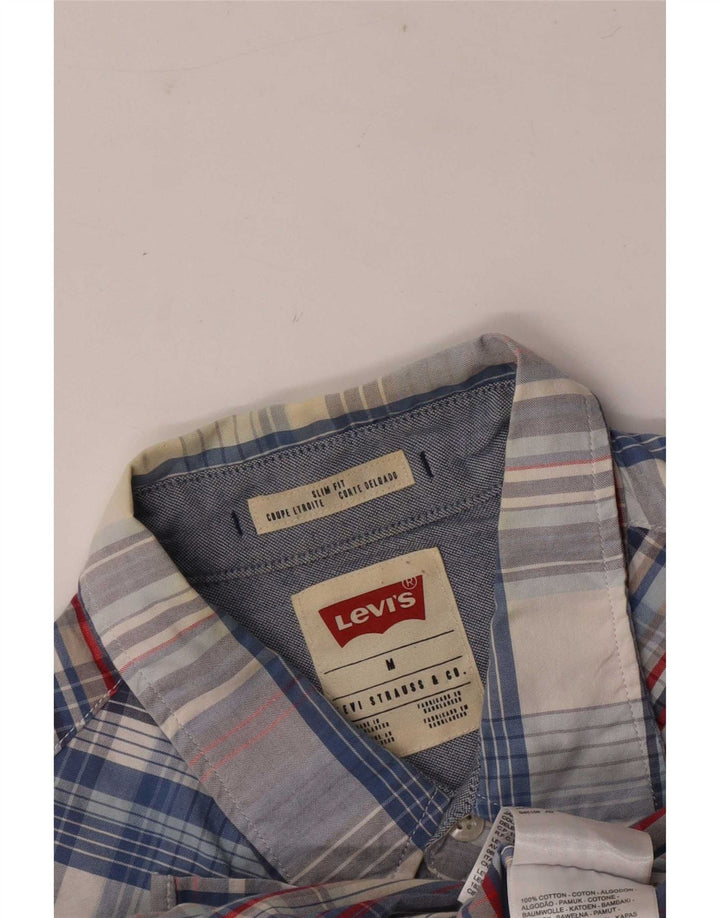 Levi's Herren-Slim-Fit-Hemd aus mittelblauer Karo-Baumwolle