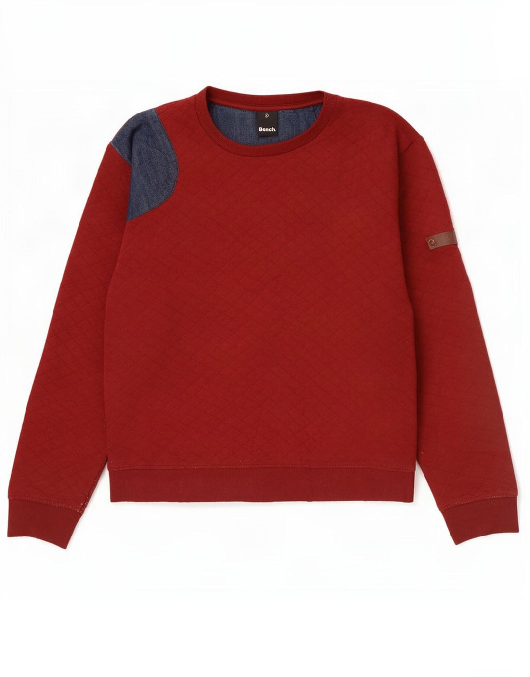 Bench Herren-Sweatshirt-Pullover, groß, rote Colourblock-Baumwolle